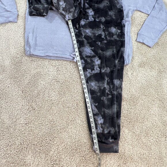 THREE DOTS Pajama Set Womans L Purple Gray Black knit Velour Lounge Stretch NWT - Picture 14 of 14